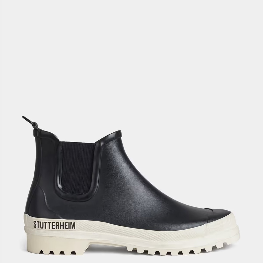 Stutterheim Black and Cream Ankle Boots - Men’s 9 or woman’s 11